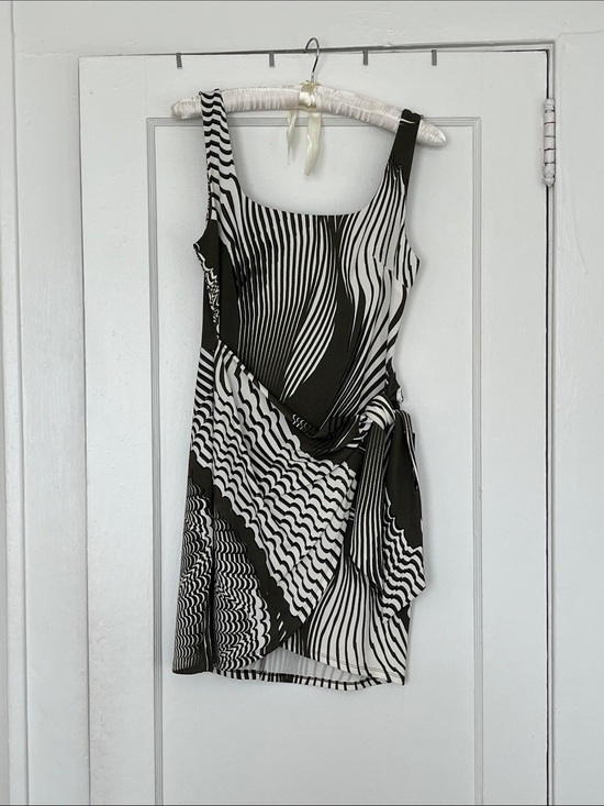 Express Dresses & Skirts - Express Olive and White Sleeveless Wrap-Style Mini Dress